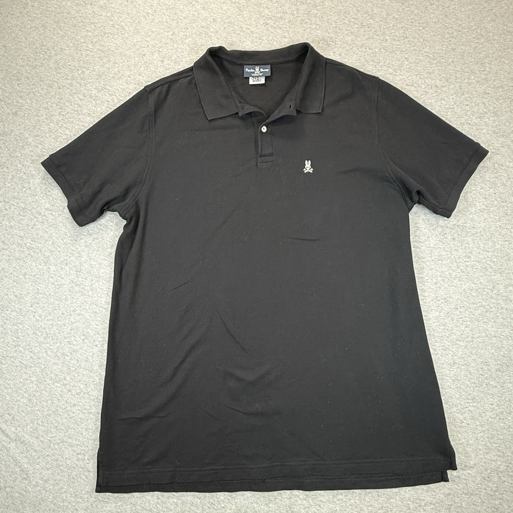 Psycho Bunny Mens Black Pima Cotton Polo Shirt 2XLT Short Sleeve Logo Preppy
